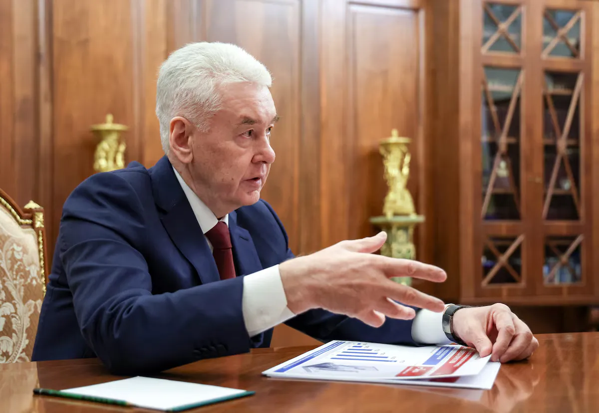 Мер Москви Сергій Собянін бере участь у зустрічі з президентом Росії Володимиром Путіним у Кремлі в Москві, Росія, 5 травня 2025 року